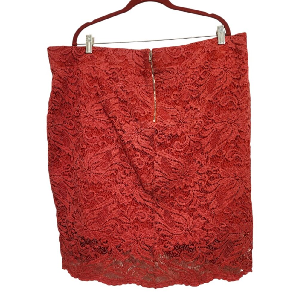 Torrid Coral Lace Pencil Knee Length Skirt Size 3 (3X) - Picture 6 of 7